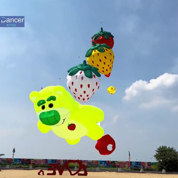 3.5m Strawberry Bear Kite – Soft Inflatable Line Laundry, 40D Ripstop Nylon - Image 3